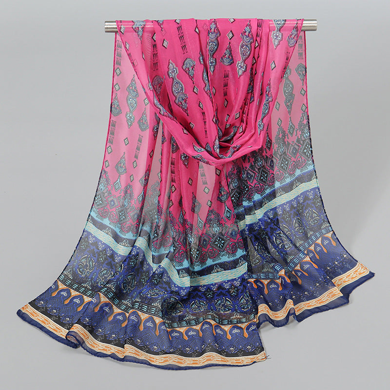 Indian Style Chiffon Breathable Mini Scarf for Women – Lightweight Sun Protection Neck & Hair Scarf, 150×50cm