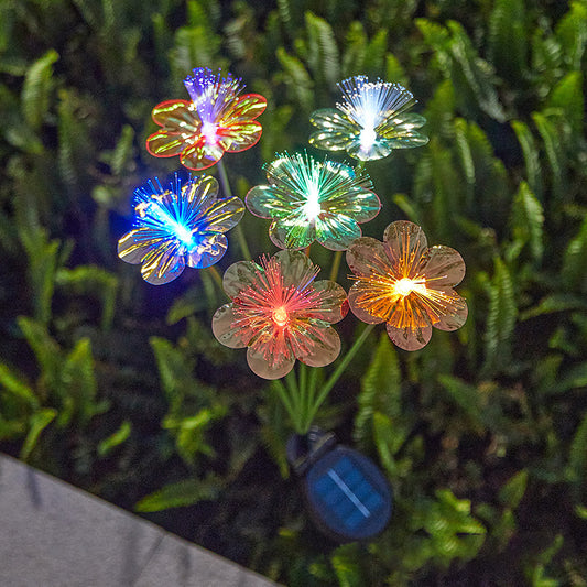Outdoor Garden Solar Lights — Fiber Optic Butterfly Flower Ground Stake Lamps