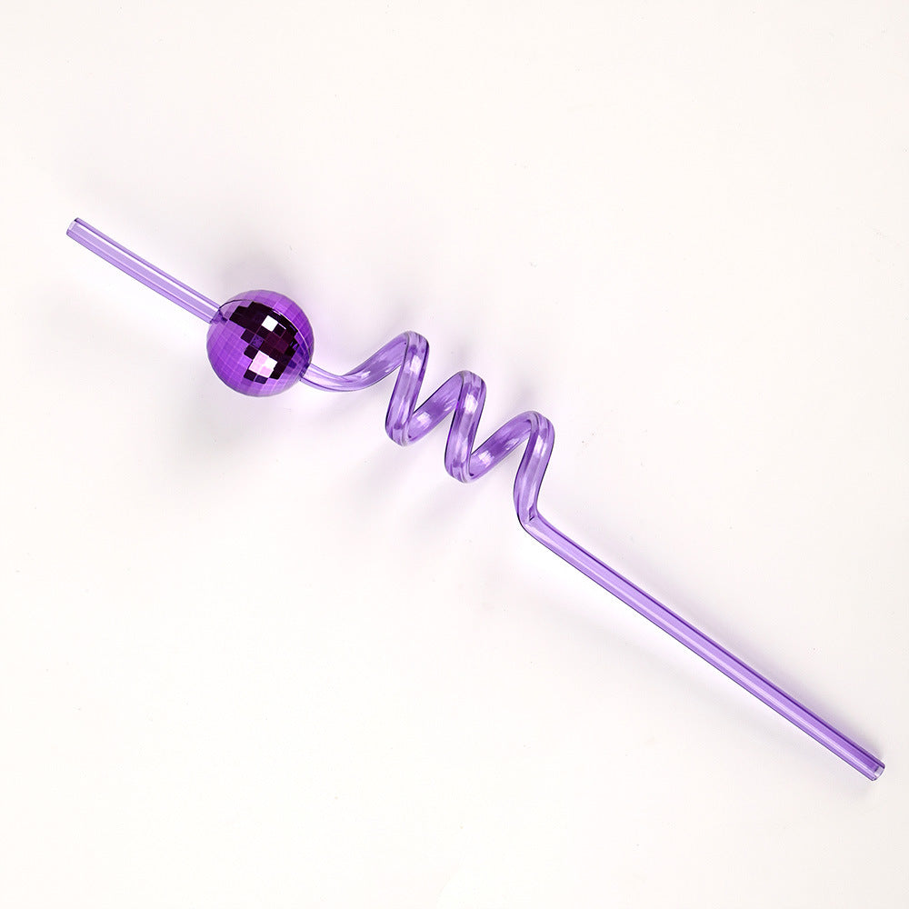 Shiny Disco Ball Reusable Straws, Decorative Party Supplies for Celebrations