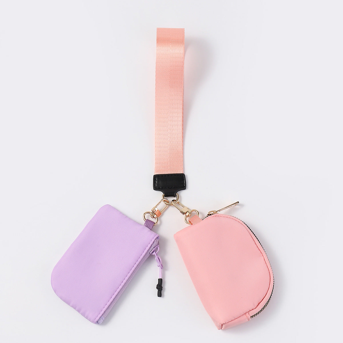 Women's Portable Mini Fashion Colorblock Zip Wristlet + Coin Purse，Waterproof Nylon