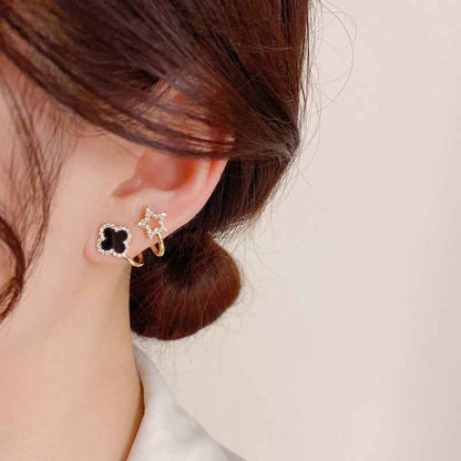 High quality – stylish diamond-encrusted earrings with a classic four-leaf clover design