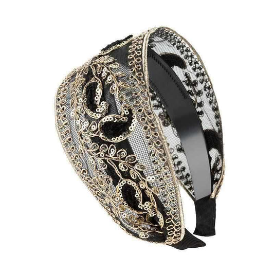 Wide Lace Sequin Non-Slip Headband