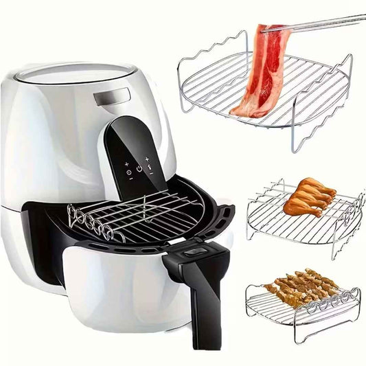 Stainless Steel Double-Layer Air Fryer Rack for Baking & Roasting