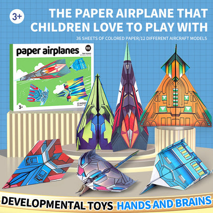 【12 Models】Children's DIY origami airplane toy