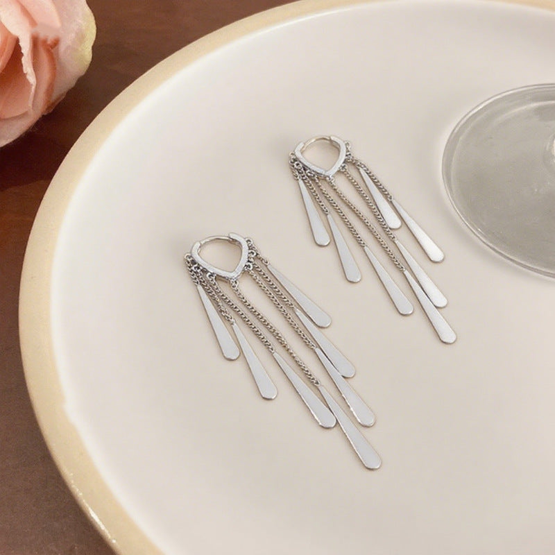 Elegant Crystal Waterfall Tassel Earrings