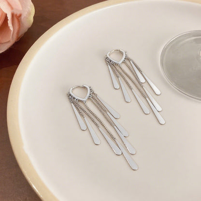 Elegant Crystal Waterfall Tassel Earrings