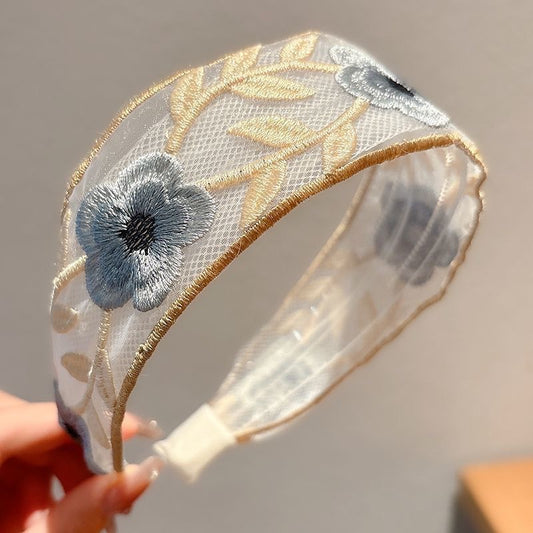 Floral Embroidered Wide Headband