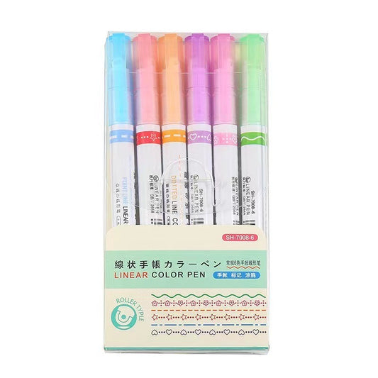 【6 PCS】Flower outline pen, fluorescent curve pen