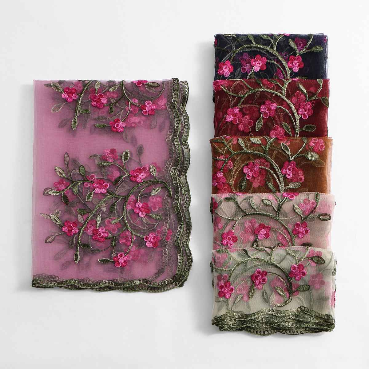 High Quality——Women's Summer Lace Floral Embroidered Scarf – Lightweight Hijab Head Wrap 180*60cm