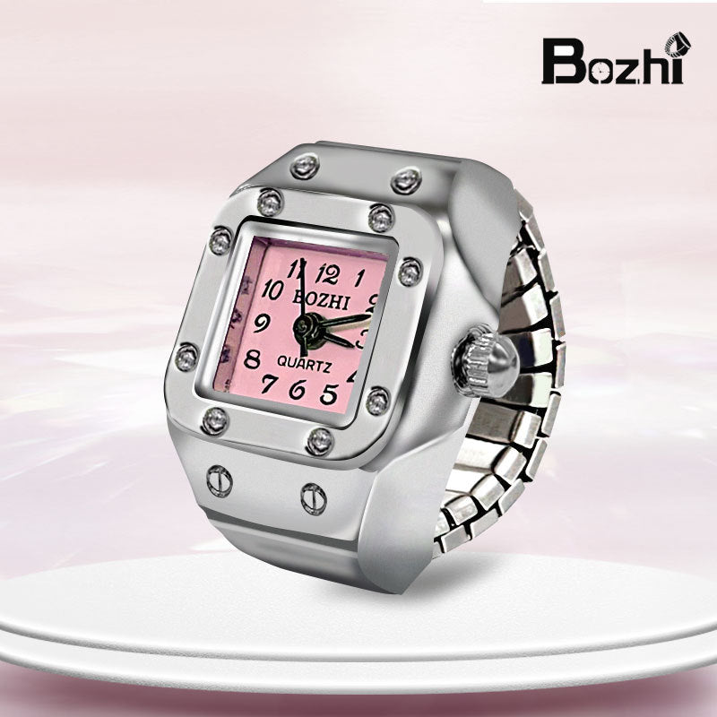 Stylish Mini Ring Watch with Elastic Band