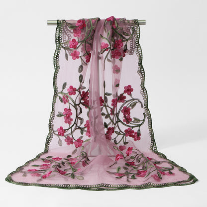 High Quality——Women's Summer Lace Floral Embroidered Scarf – Lightweight Hijab Head Wrap 180*60cm