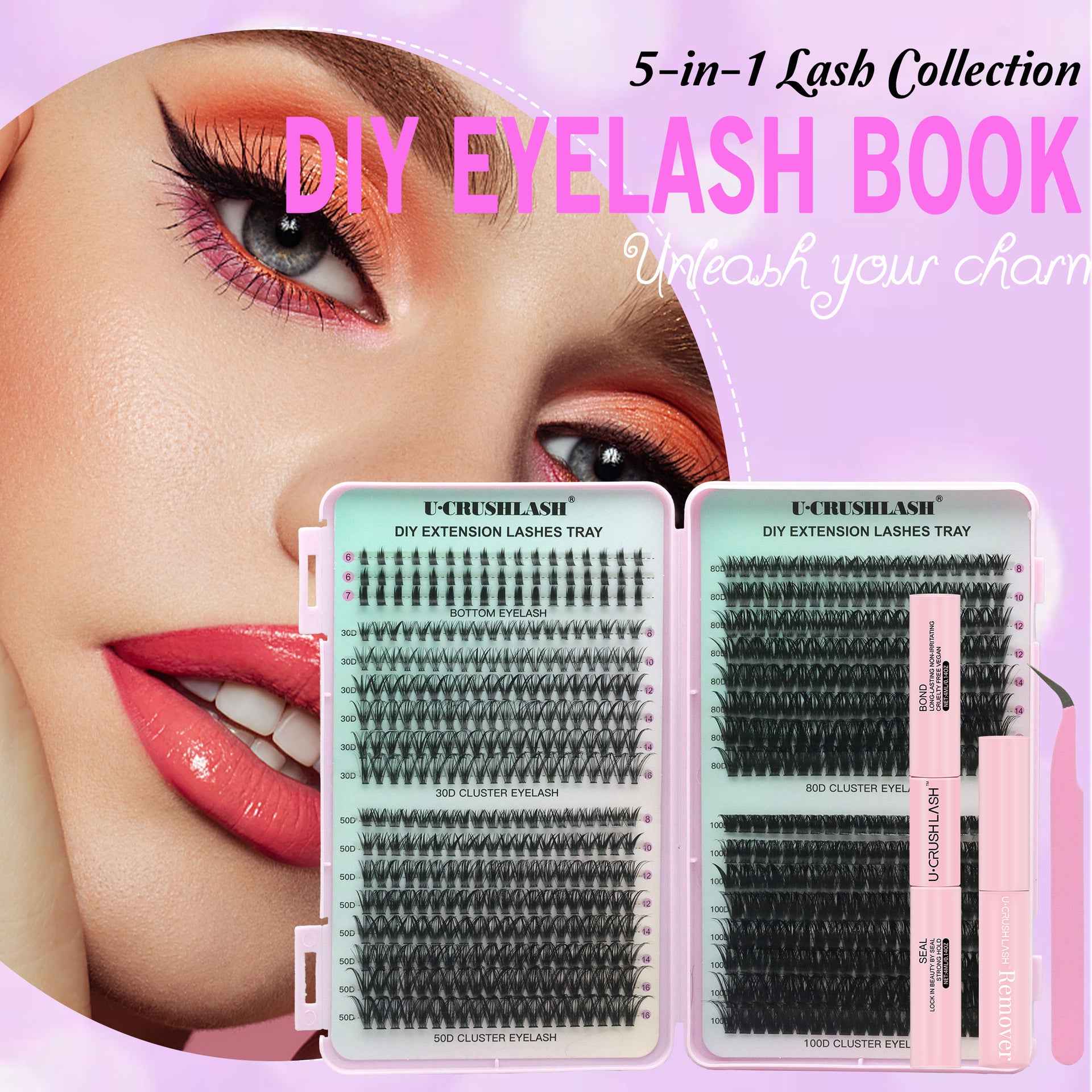 Multi-Style False Eyelash Kit with Eyelash Glue and Tweezers