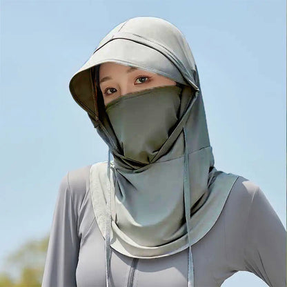 Ice Silk Breathable Neck Guard with Full Face Coverage Multi-Purpose Summer Sunscreen Hat