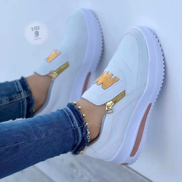 Women’s Platform Thick-Sole Side-Zip Casual Shoes