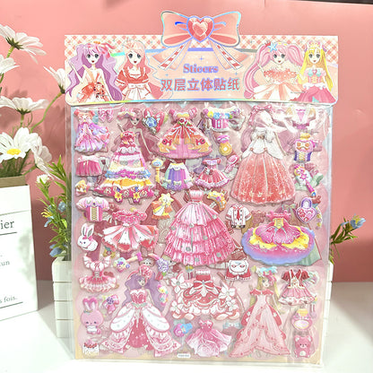 Double-layer 3D Princess Dress Up Stickers-Children's Dress Up Game