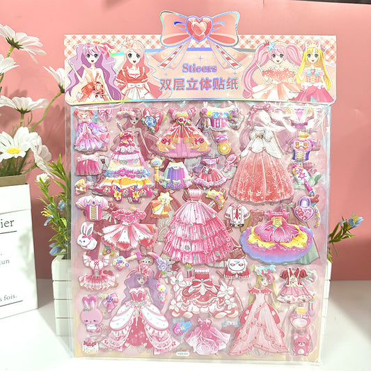 Double-layer 3D Princess Dress Up Stickers-Children's Dress Up Game