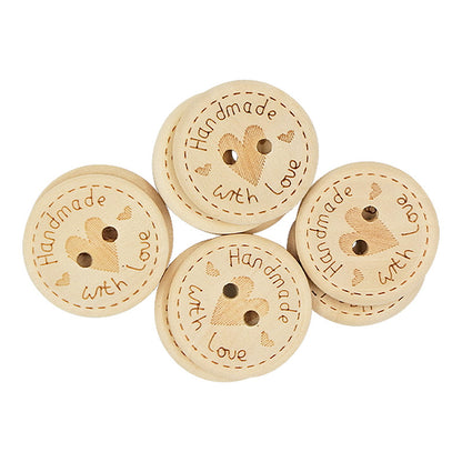 【with love】wooden buttons，50Pcs