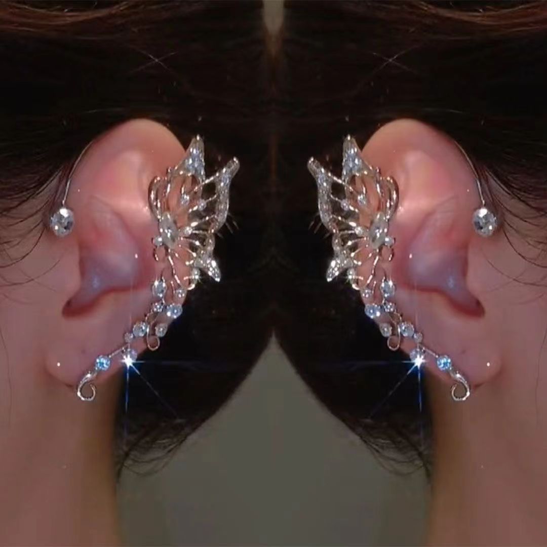 Sparkling Butterfly Ear Studs, Wearable Without Pierced Ears