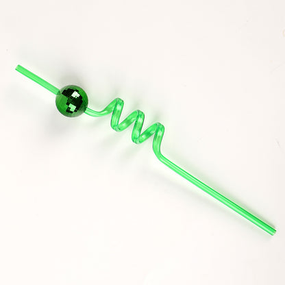 Shiny Disco Ball Reusable Straws, Decorative Party Supplies for Celebrations