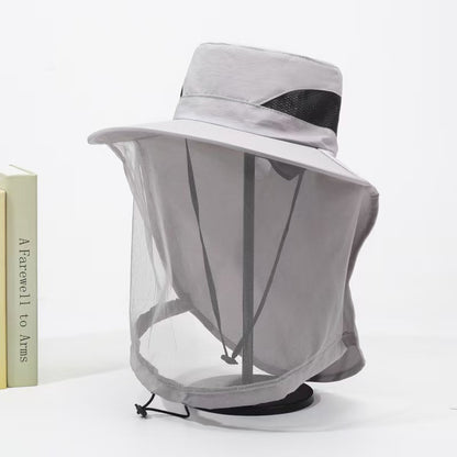 Outdoor Mosquito-Proof Hat, Unisex Fishing Hat with Breathable Mesh Face Shield, Sun Protection