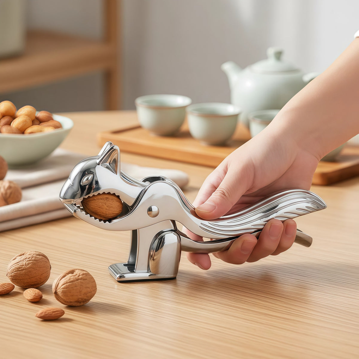 Zinc Alloy Squirrel-Shaped Nutcracker – Metal Walnut Cracker & Nut Shell Opener Kitchen Tool