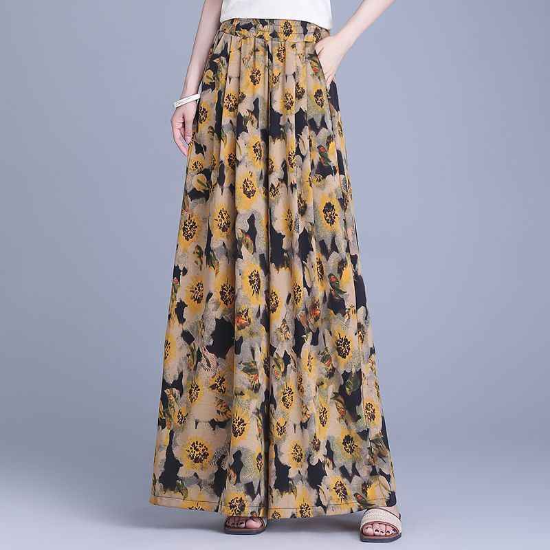 Floral Print Lightweight Loose Casual Pants
