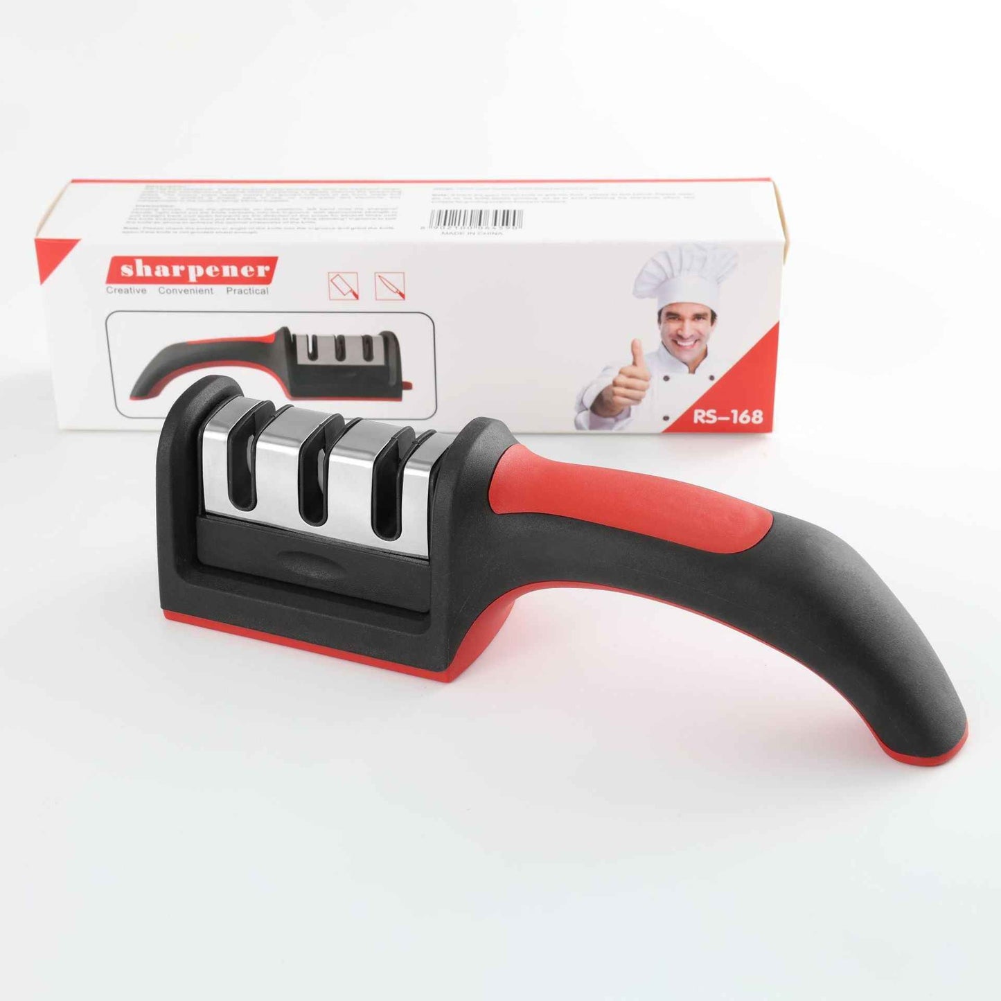 3-Stage Kitchen Knife Sharpener – Multifunctional Manual Sharpening Tool for Home Use