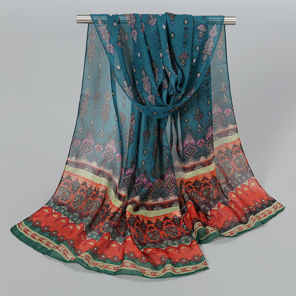 Indian Style Chiffon Breathable Mini Scarf for Women – Lightweight Sun Protection Neck & Hair Scarf, 150×50cm