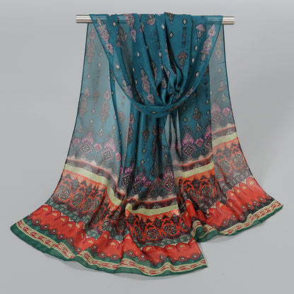 Indian Style Chiffon Breathable Mini Scarf for Women – Lightweight Sun Protection Neck & Hair Scarf, 150×50cm