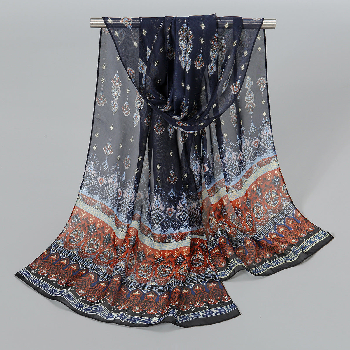 Indian Style Chiffon Breathable Mini Scarf for Women – Lightweight Sun Protection Neck & Hair Scarf, 150×50cm