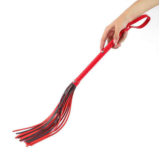 Long-handled leather whip