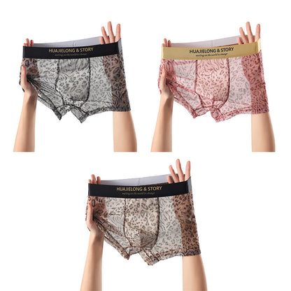 Men's Lightweight Leopard Print Mesh Boxer Briefs