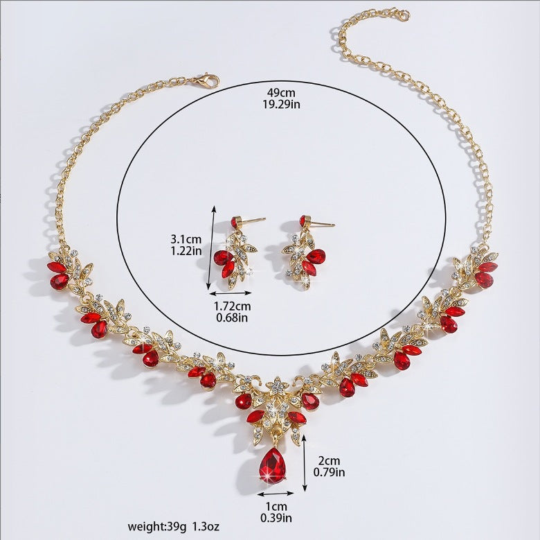 Sparkling Teardrop Pendant Necklace and Earrings Set