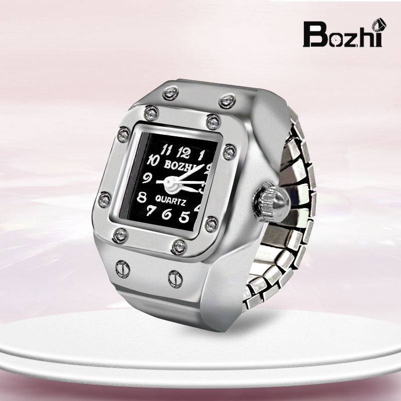 Stylish Mini Ring Watch with Elastic Band