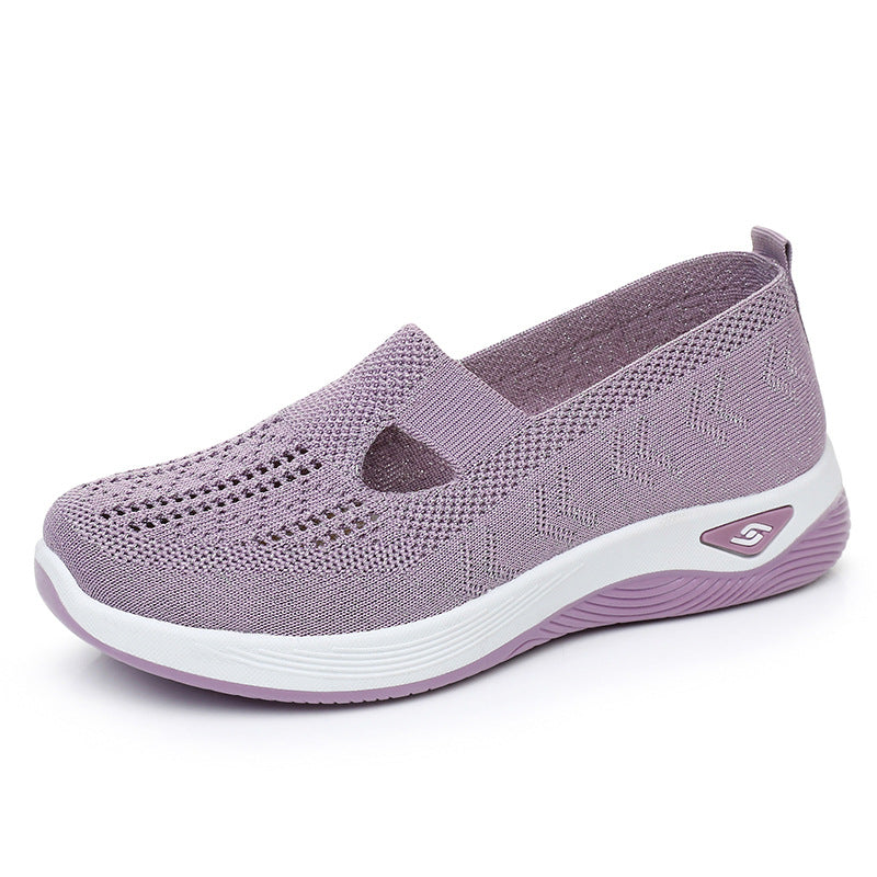 High Quality-Women's large size knitted mesh casual shoes, soft sole and breathable