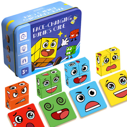 Face-Changing Cube Set — Building Blocks Puzzle, Multiplayer Interactive Educational Tabletop Game Toy