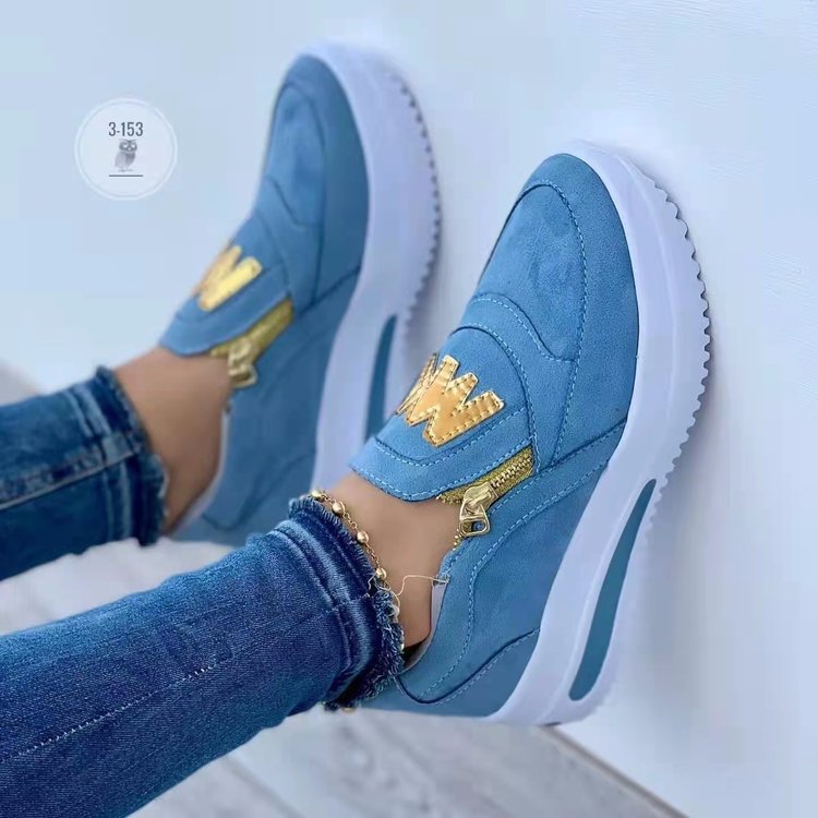 Women’s Platform Thick-Sole Side-Zip Casual Shoes