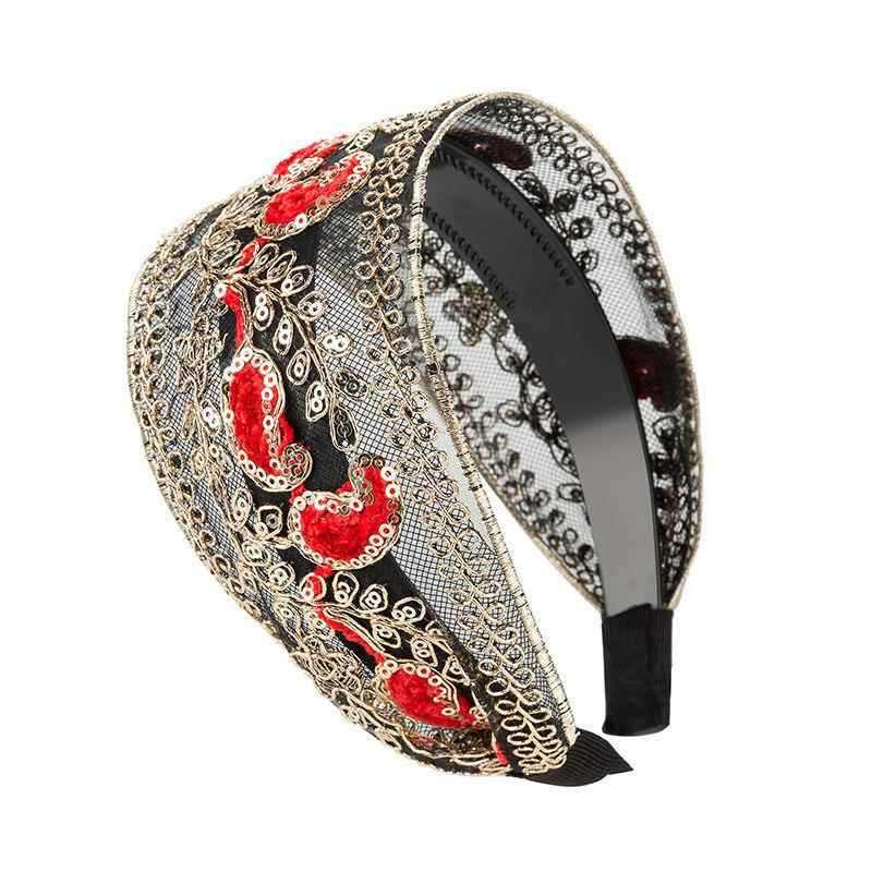 Wide Lace Sequin Non-Slip Headband