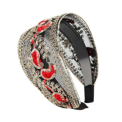 Wide Lace Sequin Non-Slip Headband