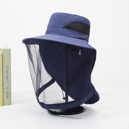 Outdoor Mosquito-Proof Hat, Unisex Fishing Hat with Breathable Mesh Face Shield, Sun Protection