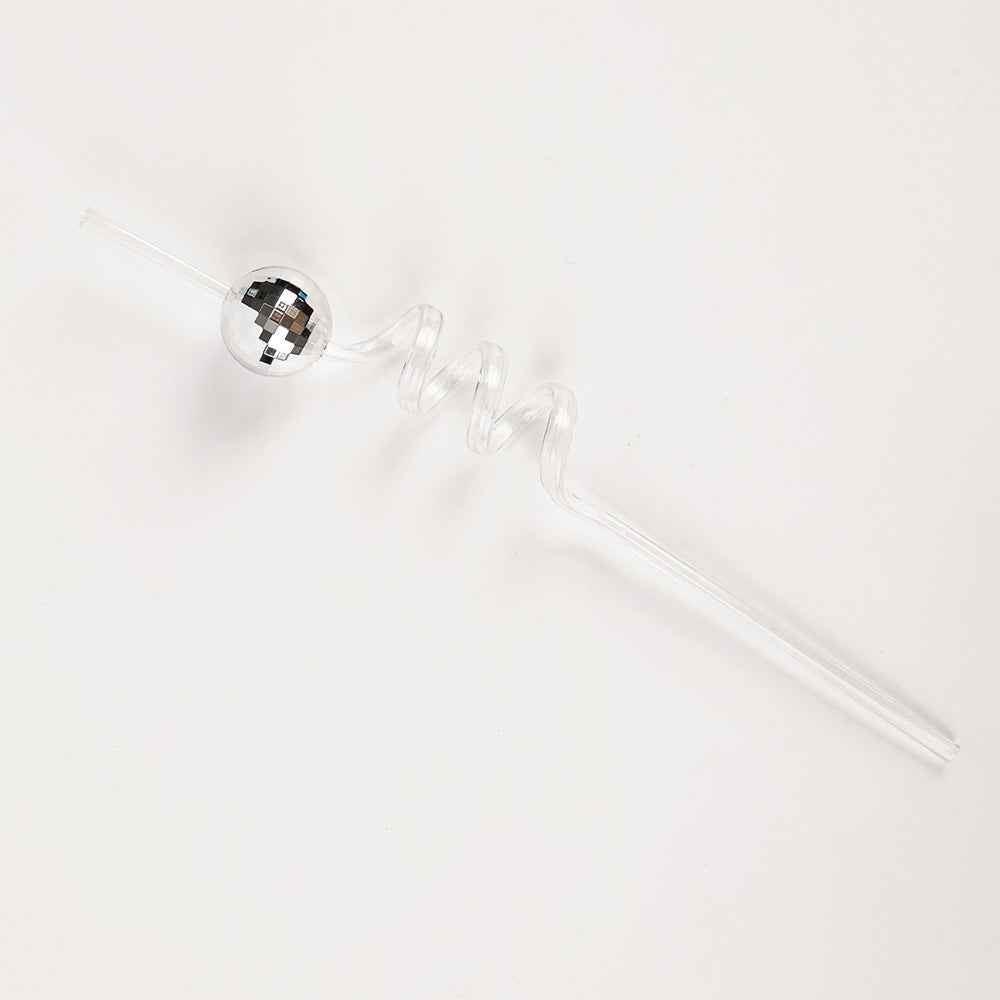 Shiny Disco Ball Reusable Straws, Decorative Party Supplies for Celebrations