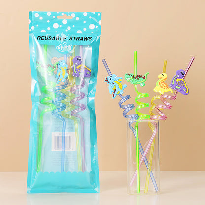 Cartoon animal series spiral straws
