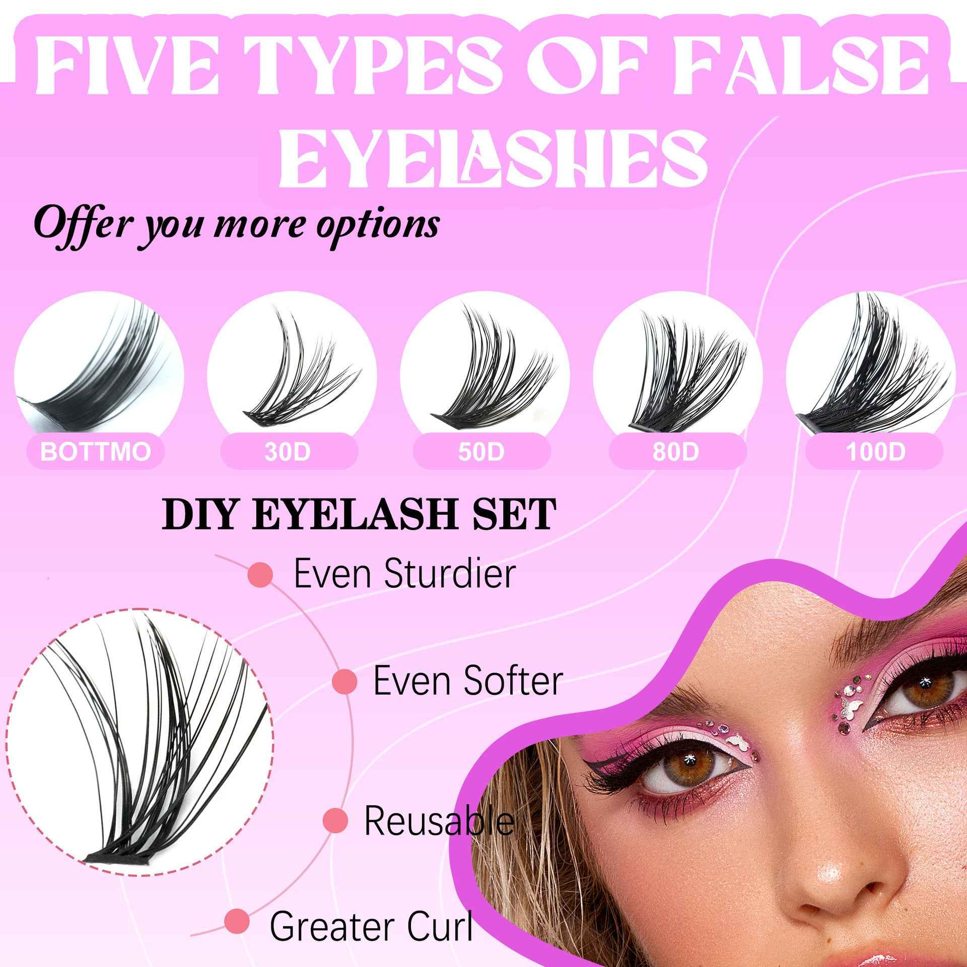 Multi-Style False Eyelash Kit with Eyelash Glue and Tweezers