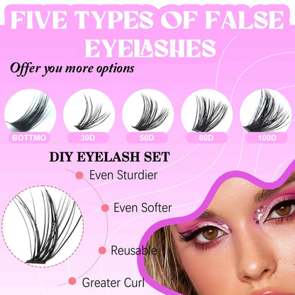 Multi-Style False Eyelash Kit with Eyelash Glue and Tweezers