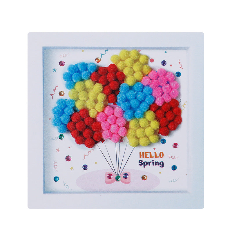 Pom-Pom DIY Collage Art, Can Be Used as a Photo Frame(Without Pen)