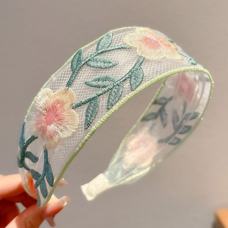 Floral Embroidered Wide Headband