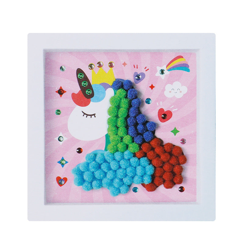 Pom-Pom DIY Collage Art, Can Be Used as a Photo Frame(Without Pen)