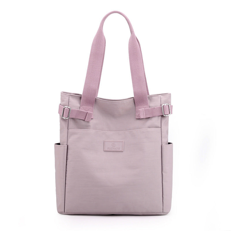 Large capacity multi-compartment canvas handbag