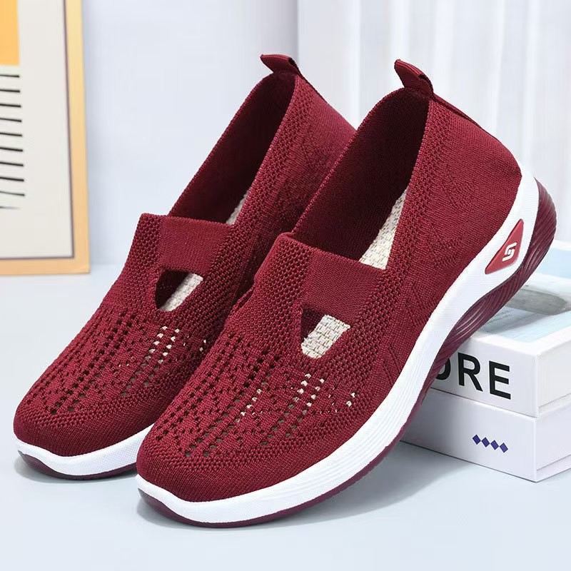 High Quality-Women's large size knitted mesh casual shoes, soft sole and breathable