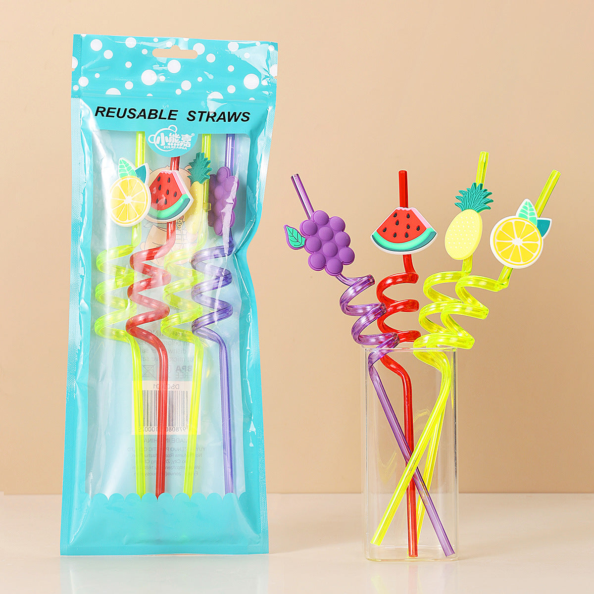 Cartoon animal series spiral straws